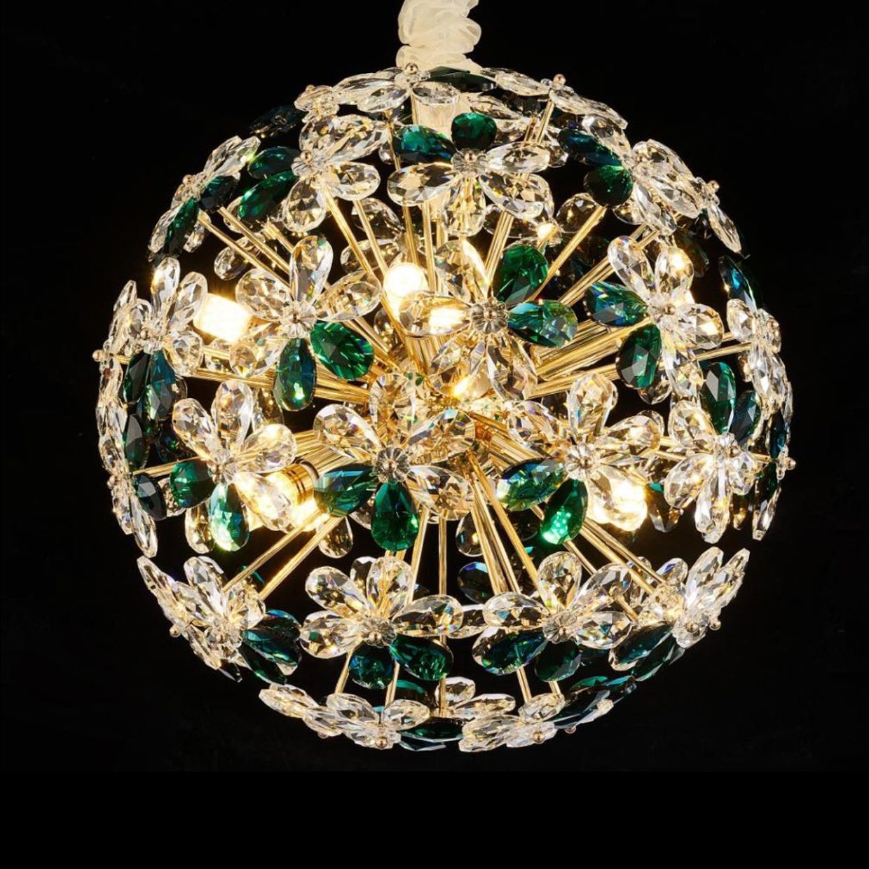 Michael Amini Furniture Emerald Bouquet 8 Light Round Chandelier LT-CH1018-8GRN