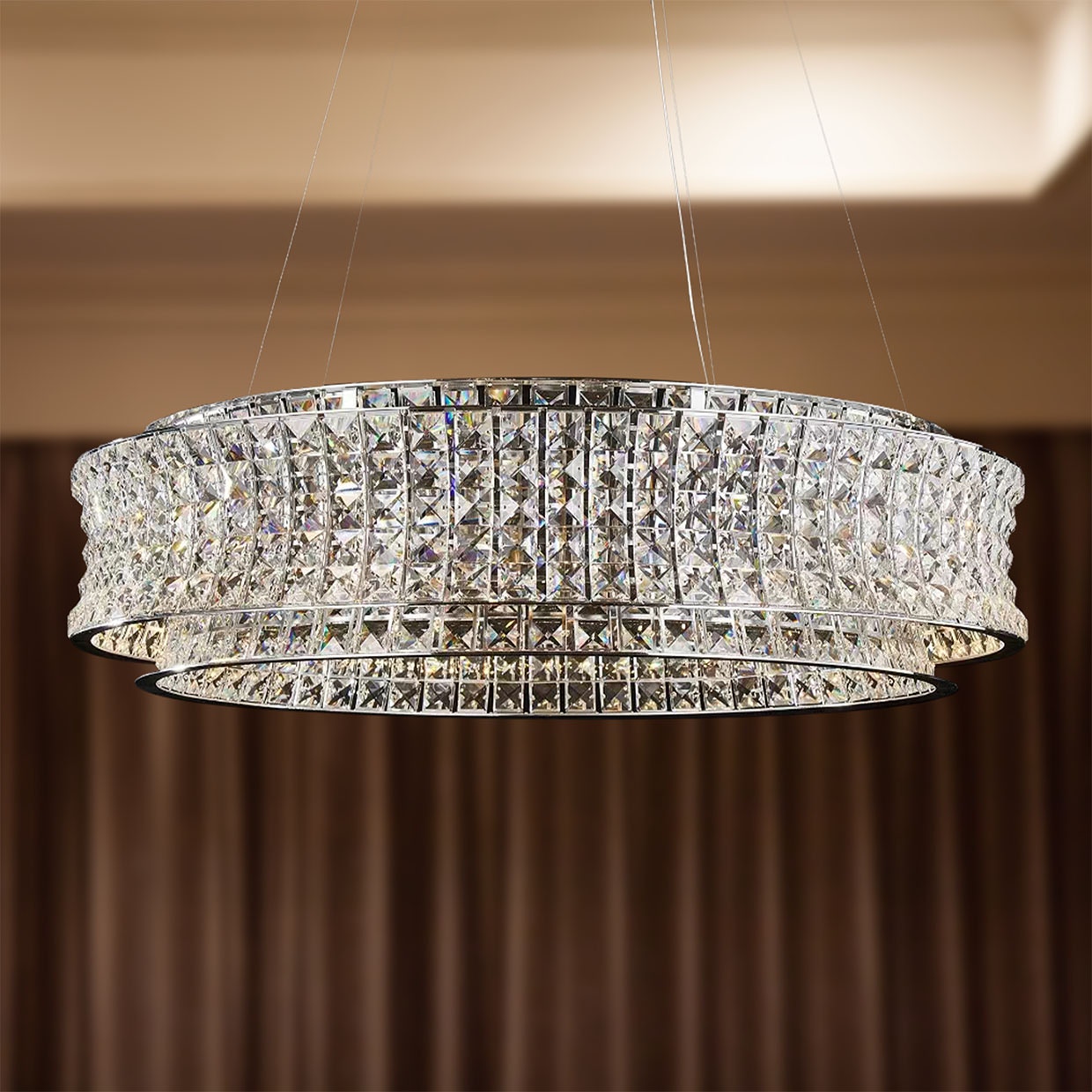 Michael Amini Furniture Galaxy Round LED Chandelier, Large Chrome LT-CH1030CRM-CLR