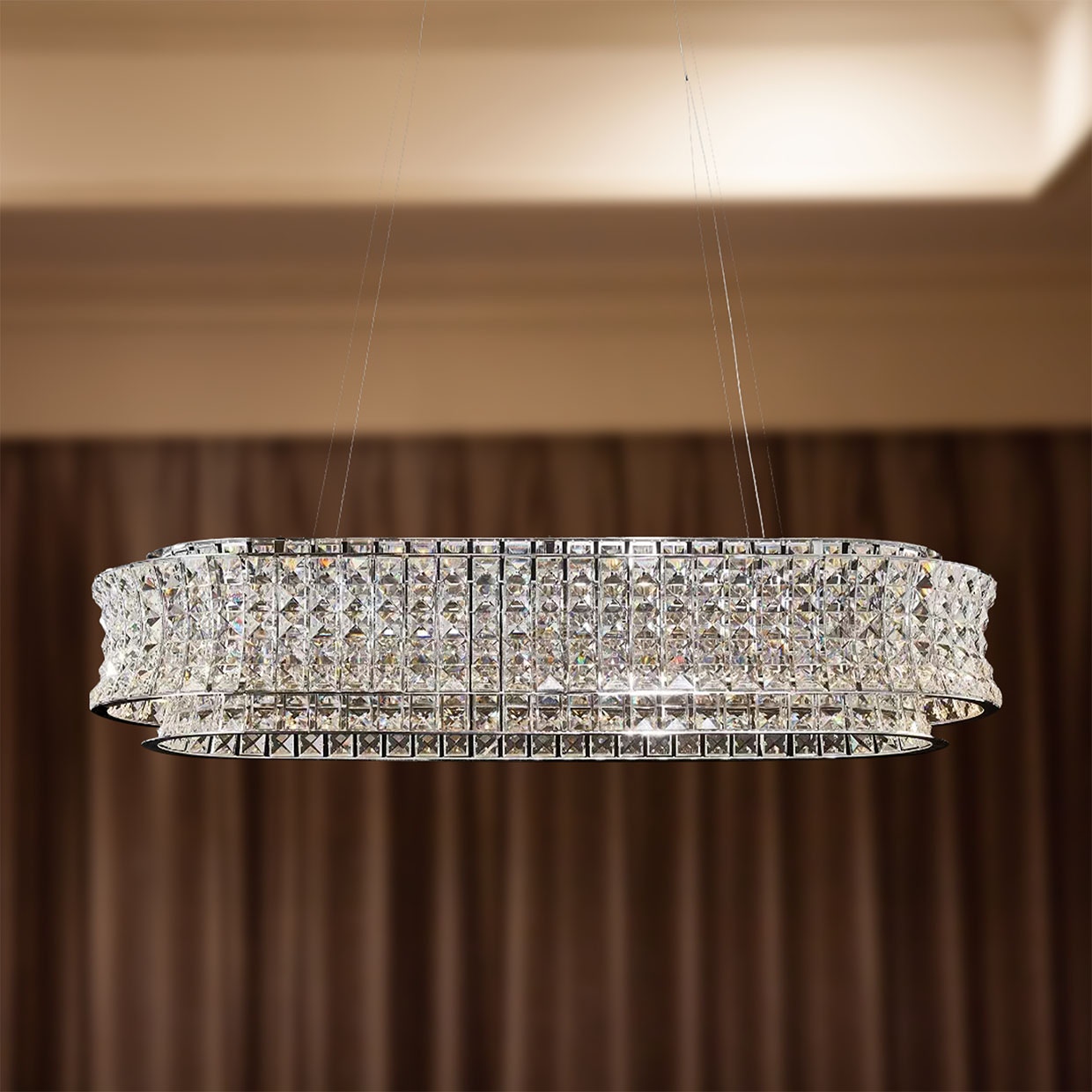 Michael Amini Furniture Galaxy Oval LED Chandelier Chrome LT-CH1031CRM-CLR