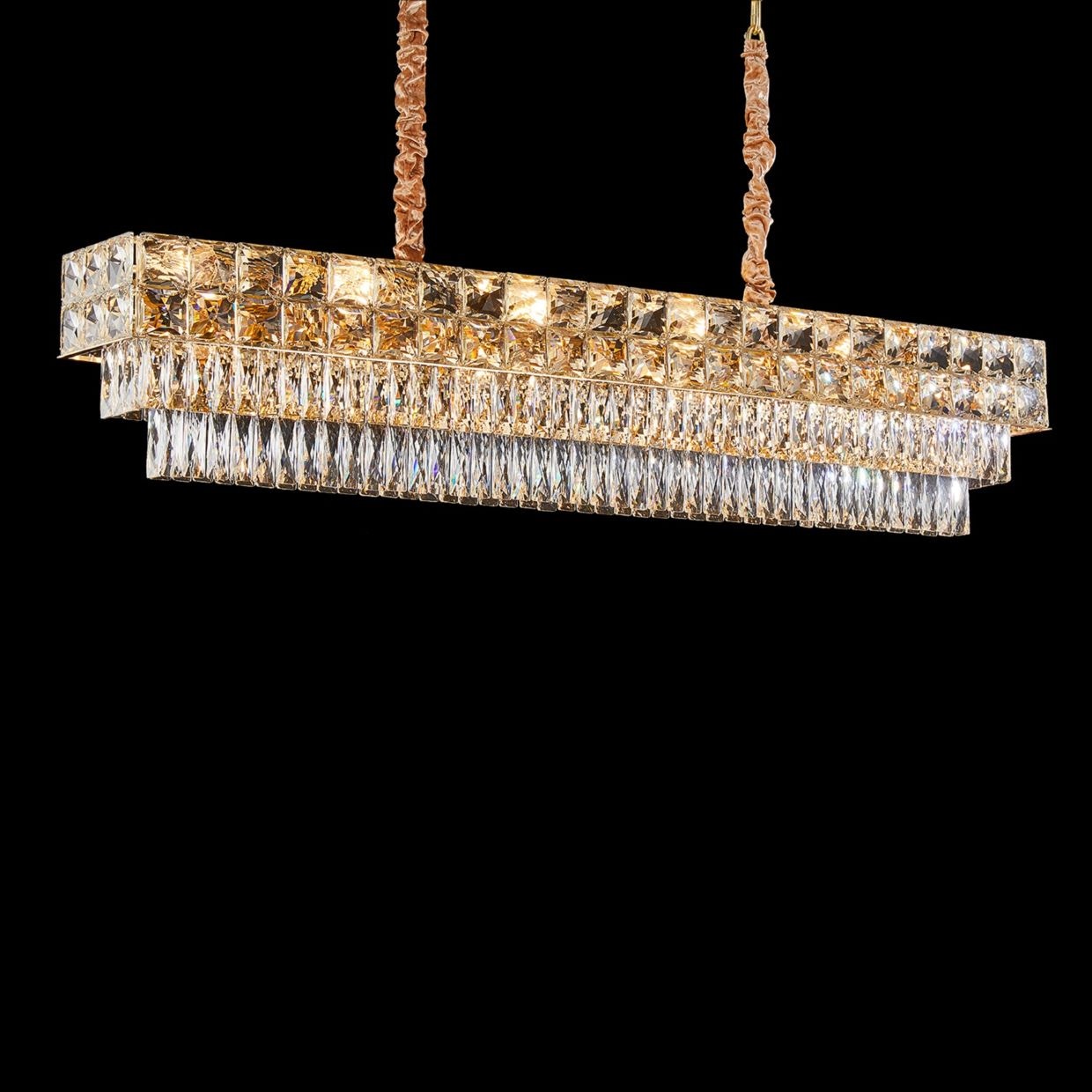 Michael Amini Furniture Soleil 16 Light Rectangular Clear Chandelier Gold LT-CH1085GLD-16CLR