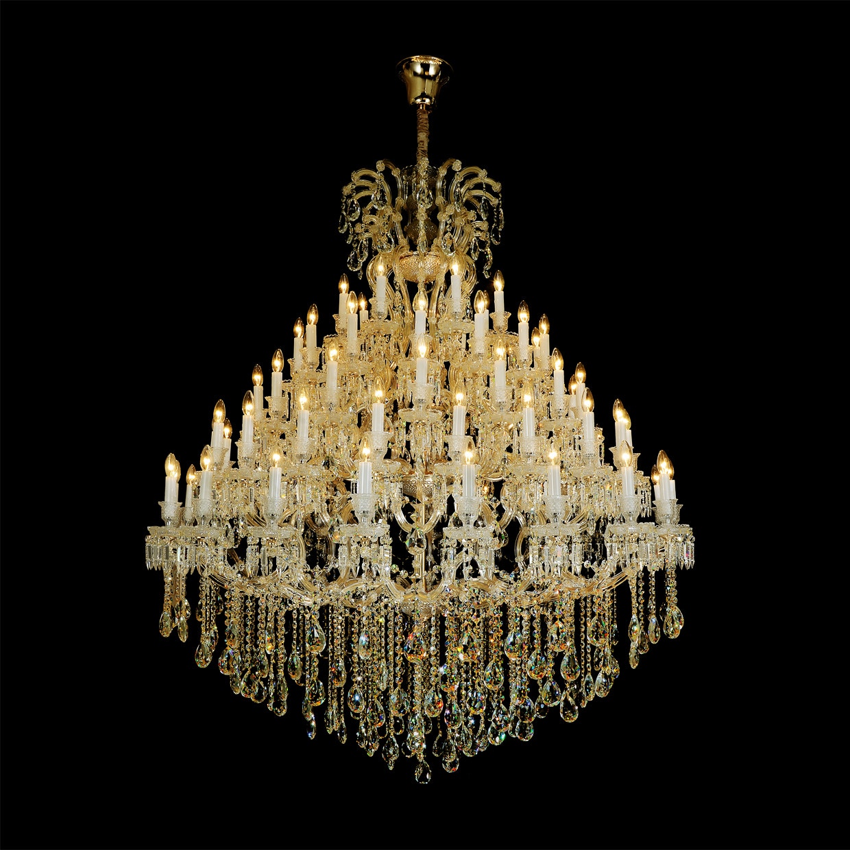 Michael Amini Furniture Grand Versailles45 Light Chanelier Cognac Crystals LT-CH915-45CGN