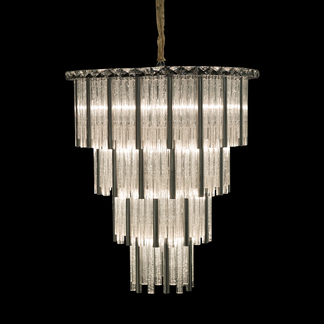 Michael Amini Furniture Chimes 15 Light Chandelier 2 pc Set Silver LT-CH959-15SVL
