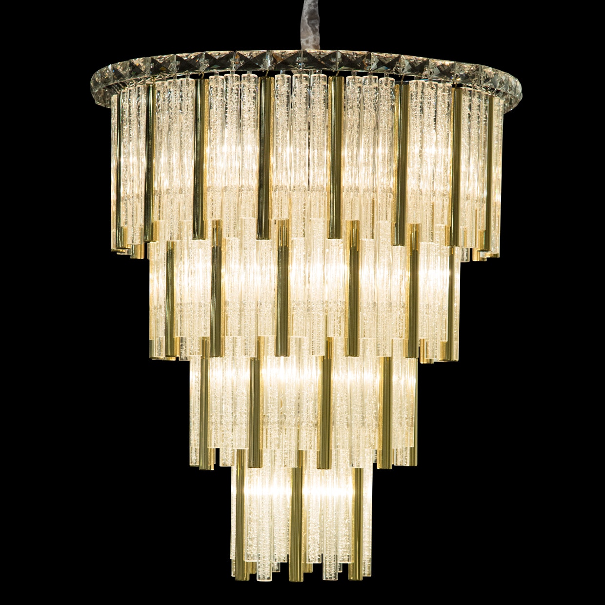 Michael Amini Furniture Chimes 18 Light Chandelier 2 pc Set Gold LT-CH960-18GLD