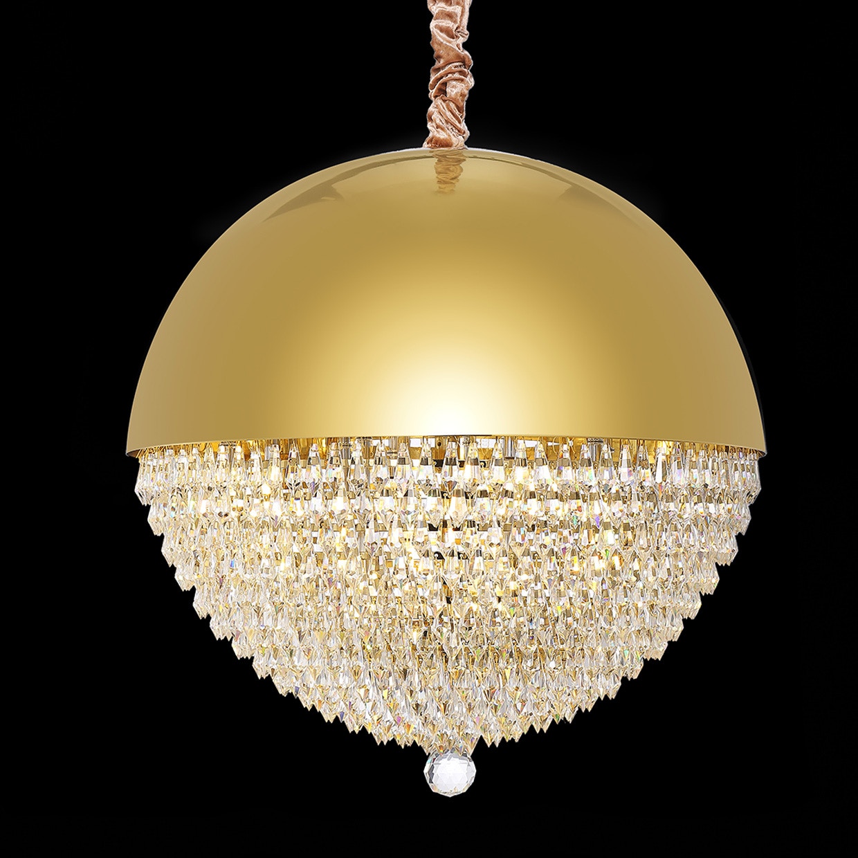 Michael Amini Furniture Eclipse LED Light Chandelier w/Gold Dome LT-CH985G-12CLR
