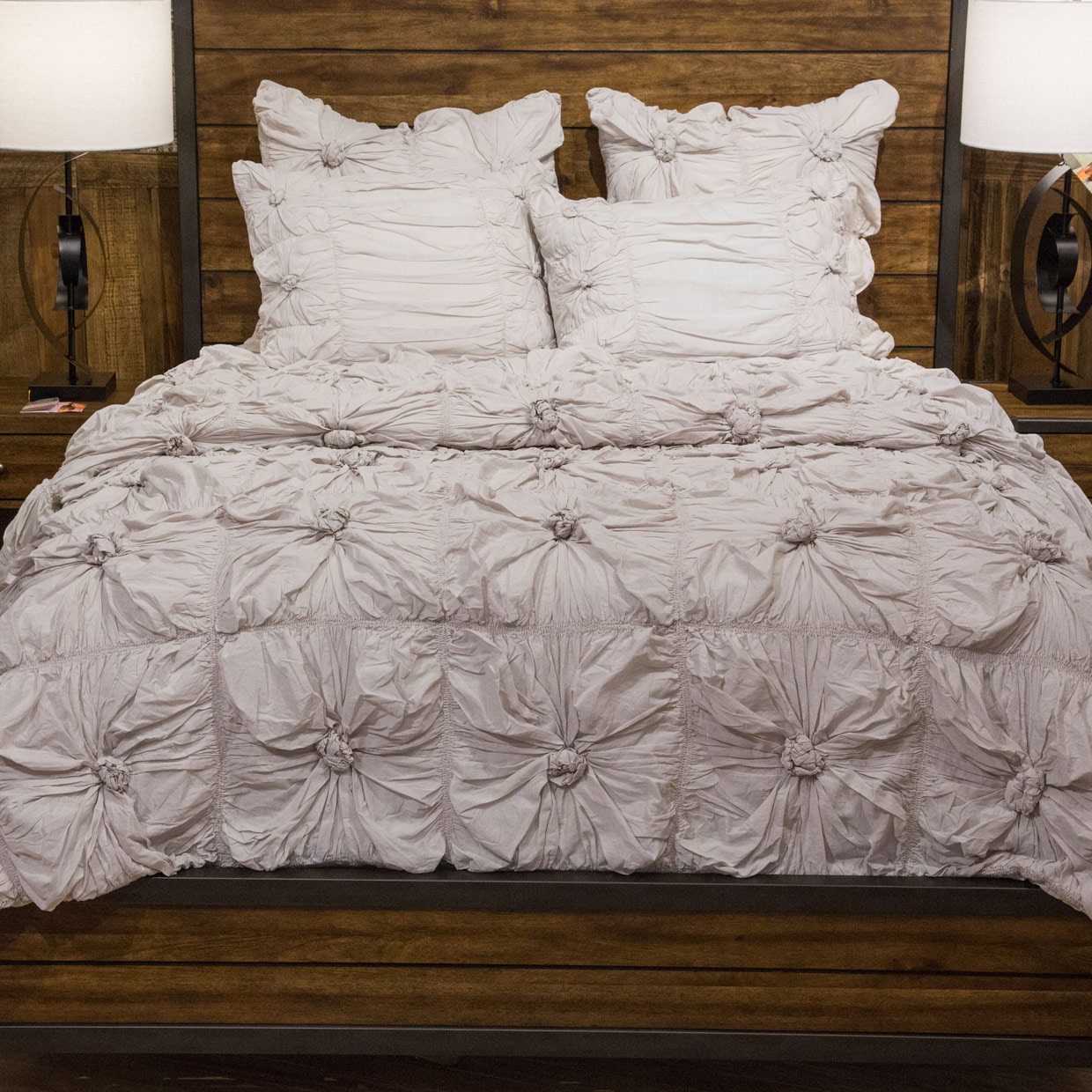 Michael Amini Furniture 2pc Twin Comforter Set Stone BCS-TS02-SAVNA-STN