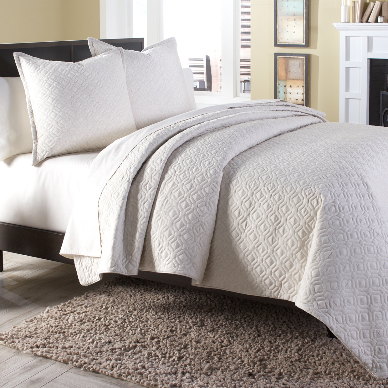 Michael Amini Furniture 3 pc Queen Coverlet/Duvet Set Linen BCS-QD03-TAYLOR-LIN