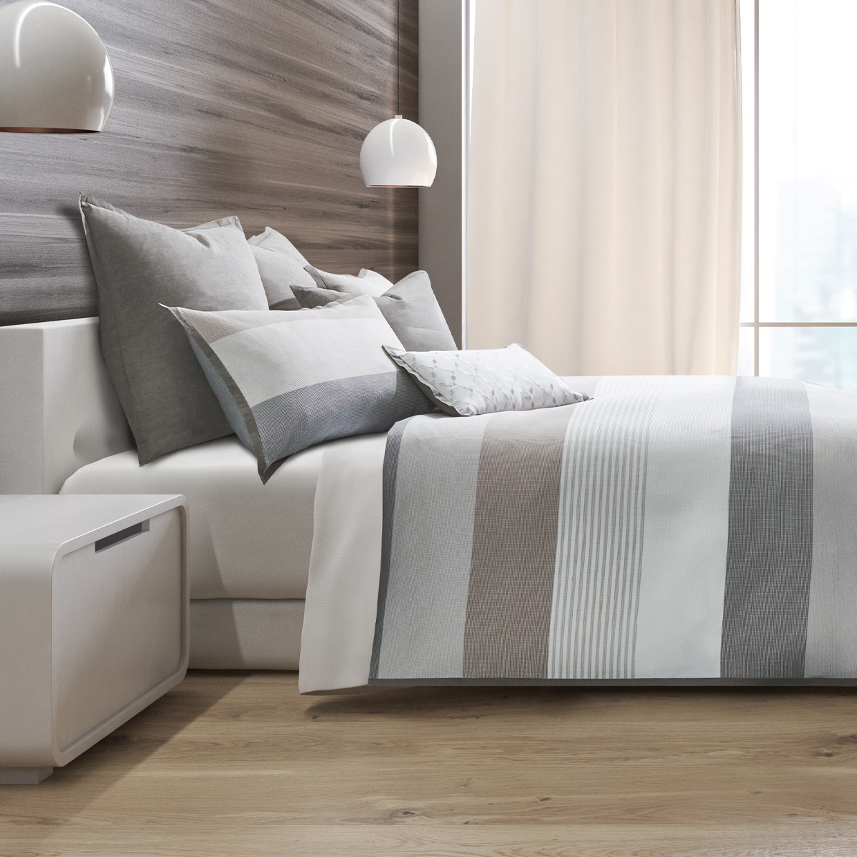 Michael Amini Furniture 7pc Queen Duvet Set Grey BCS-QD07-ULTRA-GRY
