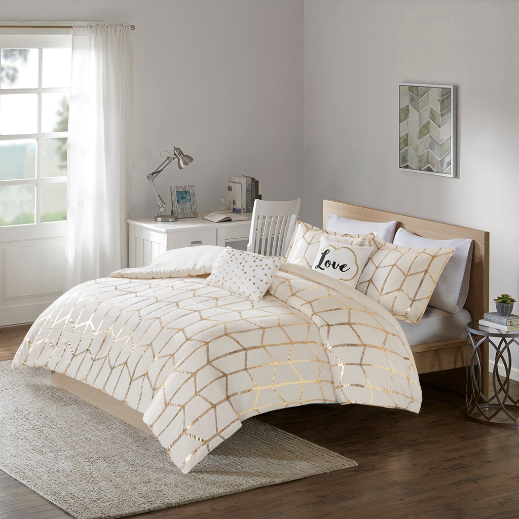 Hampton Hill Bedding Raina Metallic Printed Duvet Cover Set ID12-1511