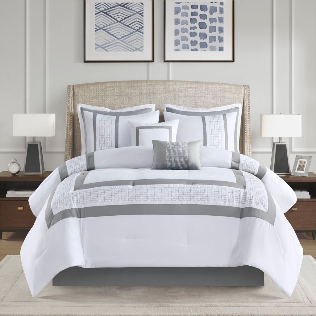 Hampton Hill Bedding Powell 8 Piece Embroidered Comforter Set 5DS10-0280