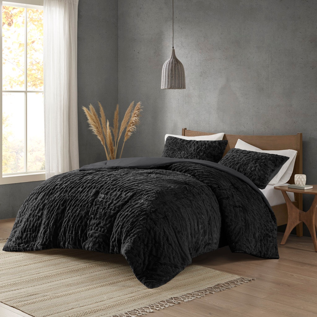 Hampton Hill Bedding Blair Ruched Fur Down Alternative Comforter Set MP10-8213