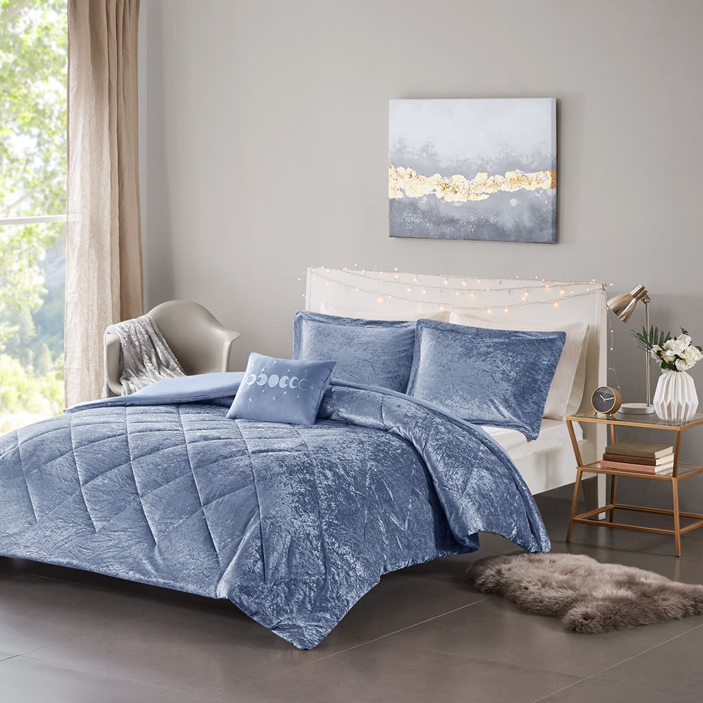 Hampton Hill Bedding Felicia Velvet Duvet Cover Set with Throw Pillow ID12-2159
