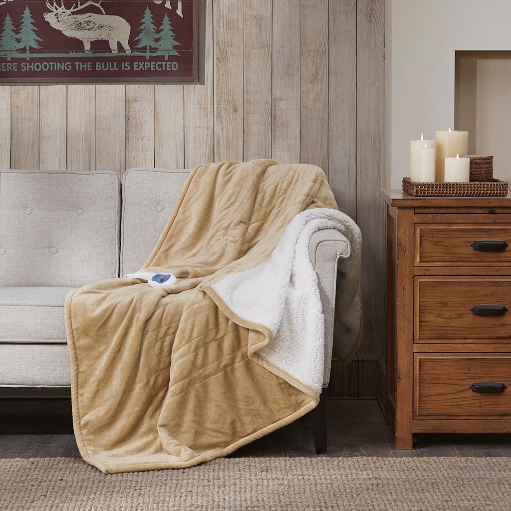 Hampton Hill Bedding Heated Plush to Berber Throw WR54-1769