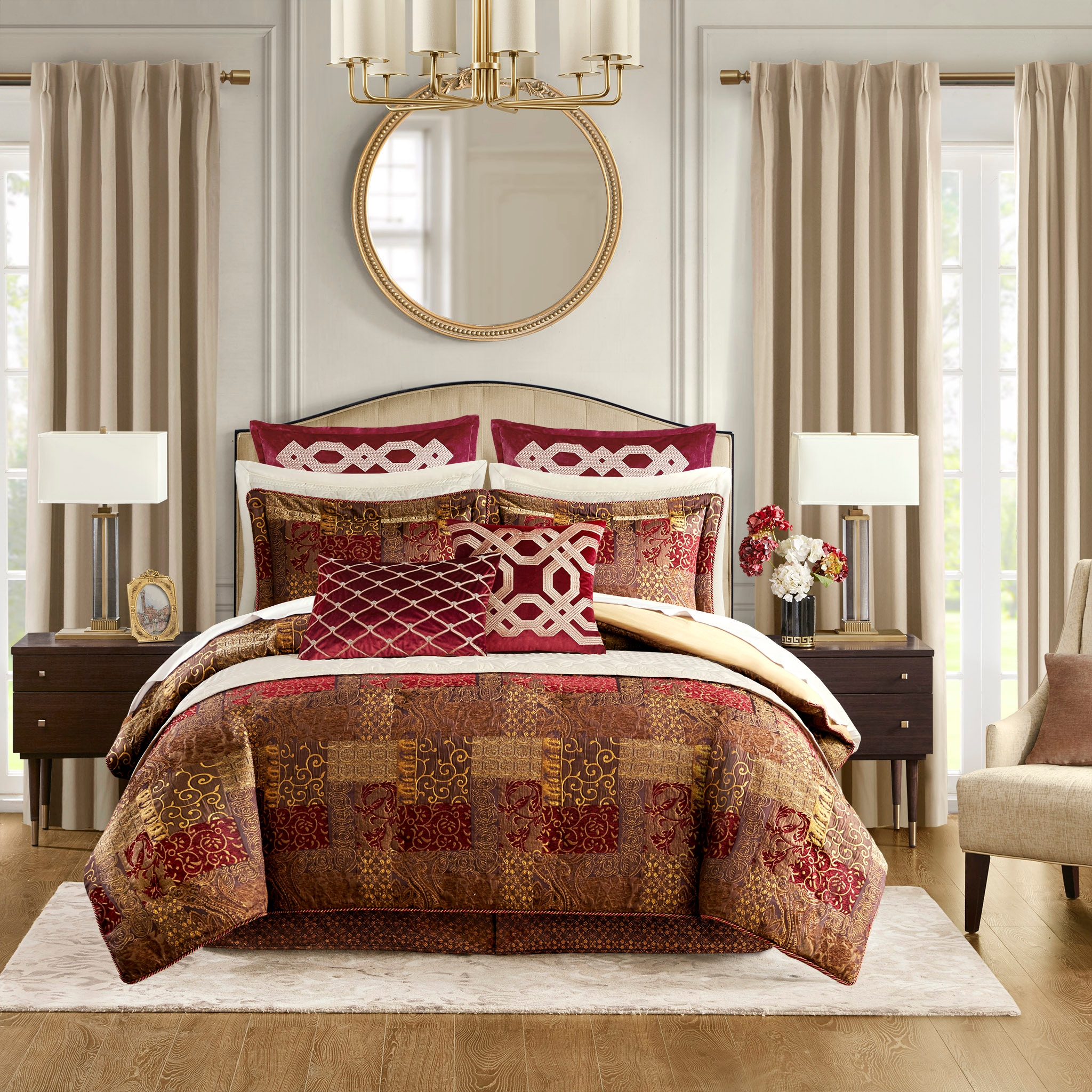 Hampton Hill Bedding Galleria 4 Piece Red Comforter Set CCL10-0010
