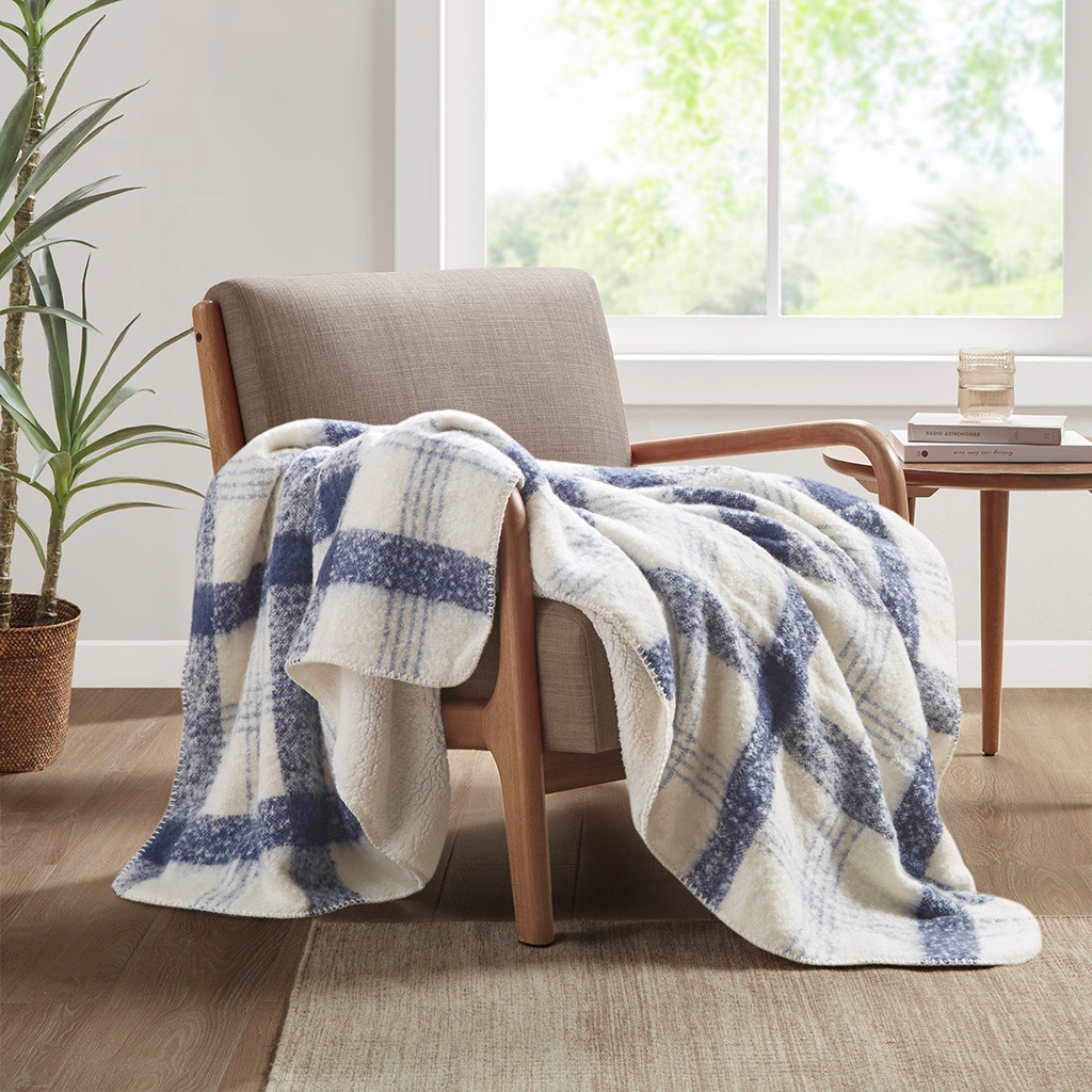 Hampton Hill Bedding Bloomington Faux Mohair to Sherpa Throw WR50-3968