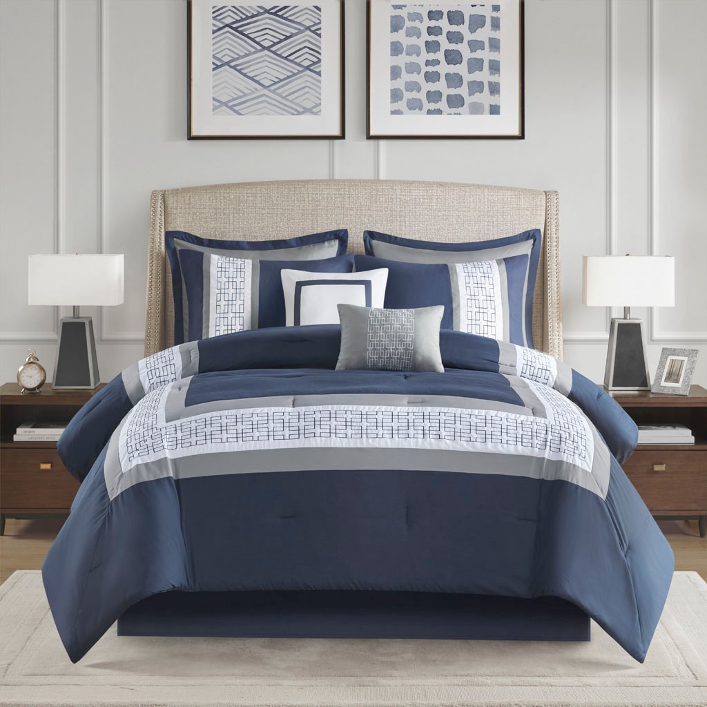 Hampton Hill Bedding Powell 8 Piece Embroidered Comforter Set 5DS10-0277