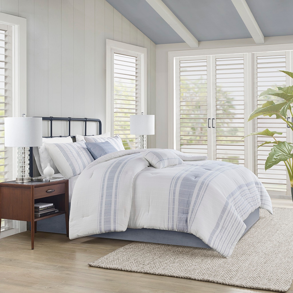 Hampton Hill Bedding Morgan 6 Piece Cotton Jacquard Oversized Comforter Set HH10-1864