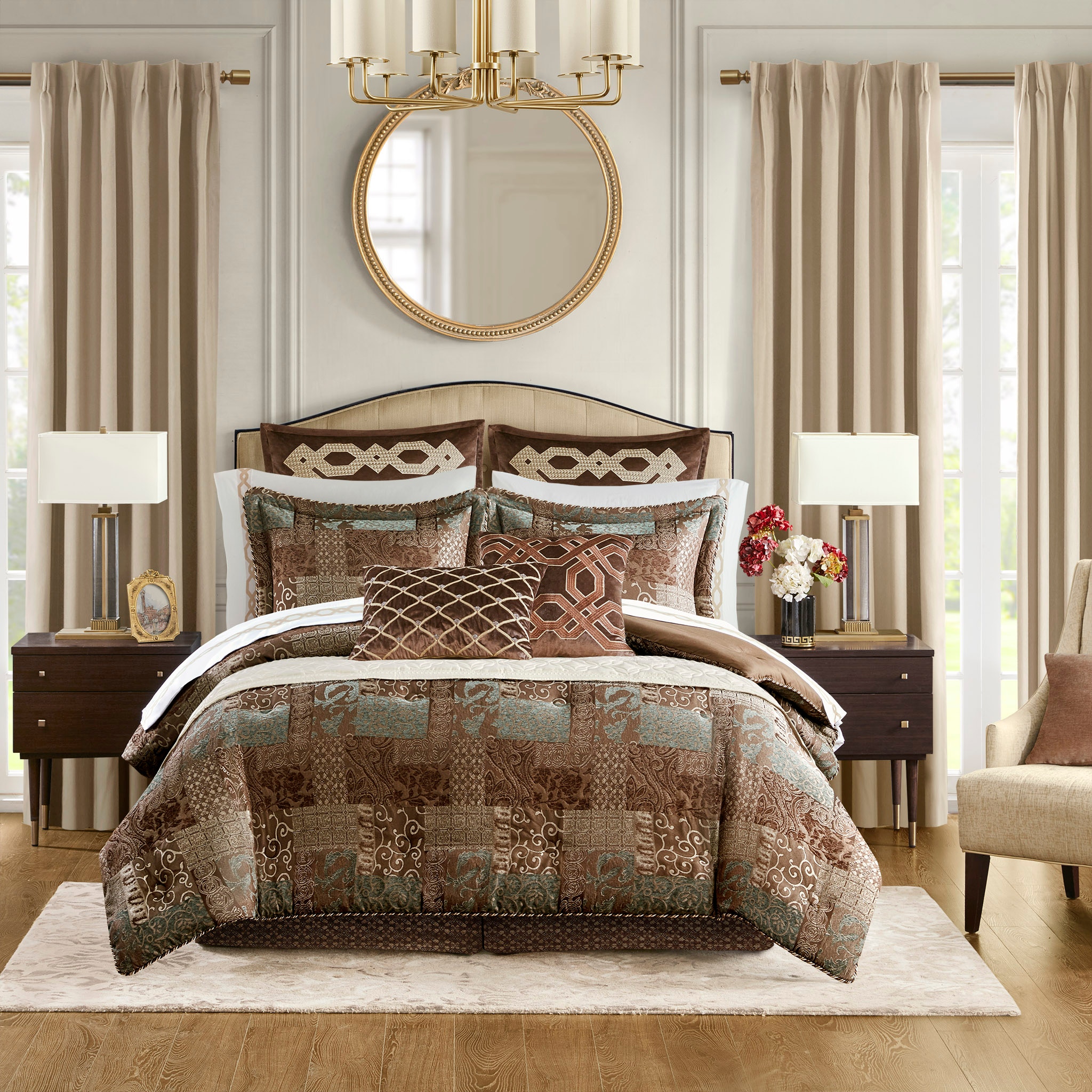 Hampton Hill Bedding Galleria 4 Piece Brown Comforter Set CCL10-0013
