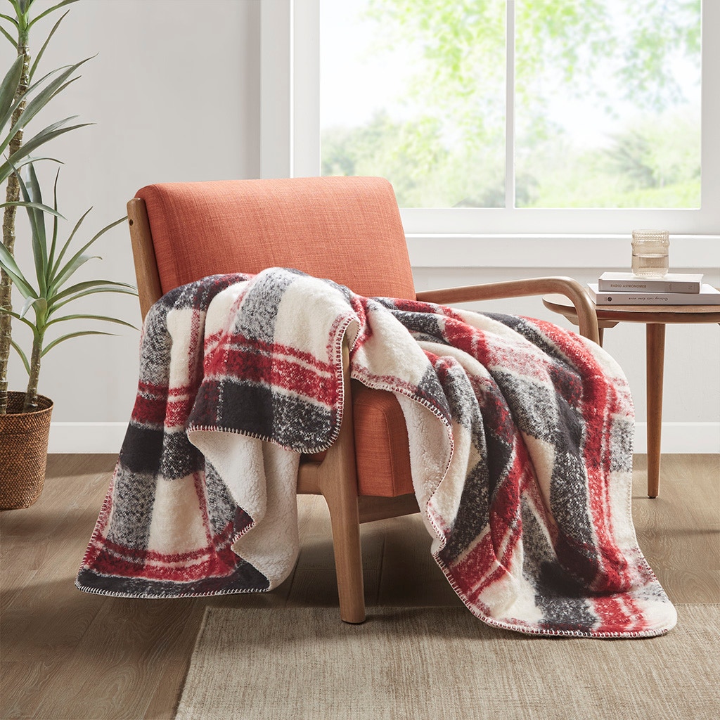 Hampton Hill Bedding Bloomington Faux Mohair to Sherpa Throw WR50-3969