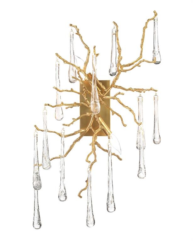 John Richard Brass and Glass Teardrop Two-Light Wall Sconce AJC-8983