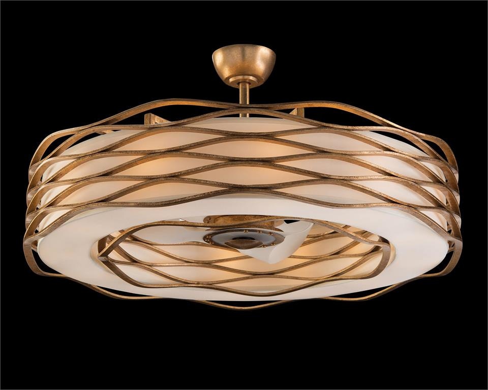 John Richard Ribbons of Gold Twelve-Light Pendant with Fan AJC-9021