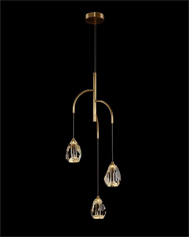 John Richard Faceted Chunk Crystal Three-Light Chandelier AJC-9137