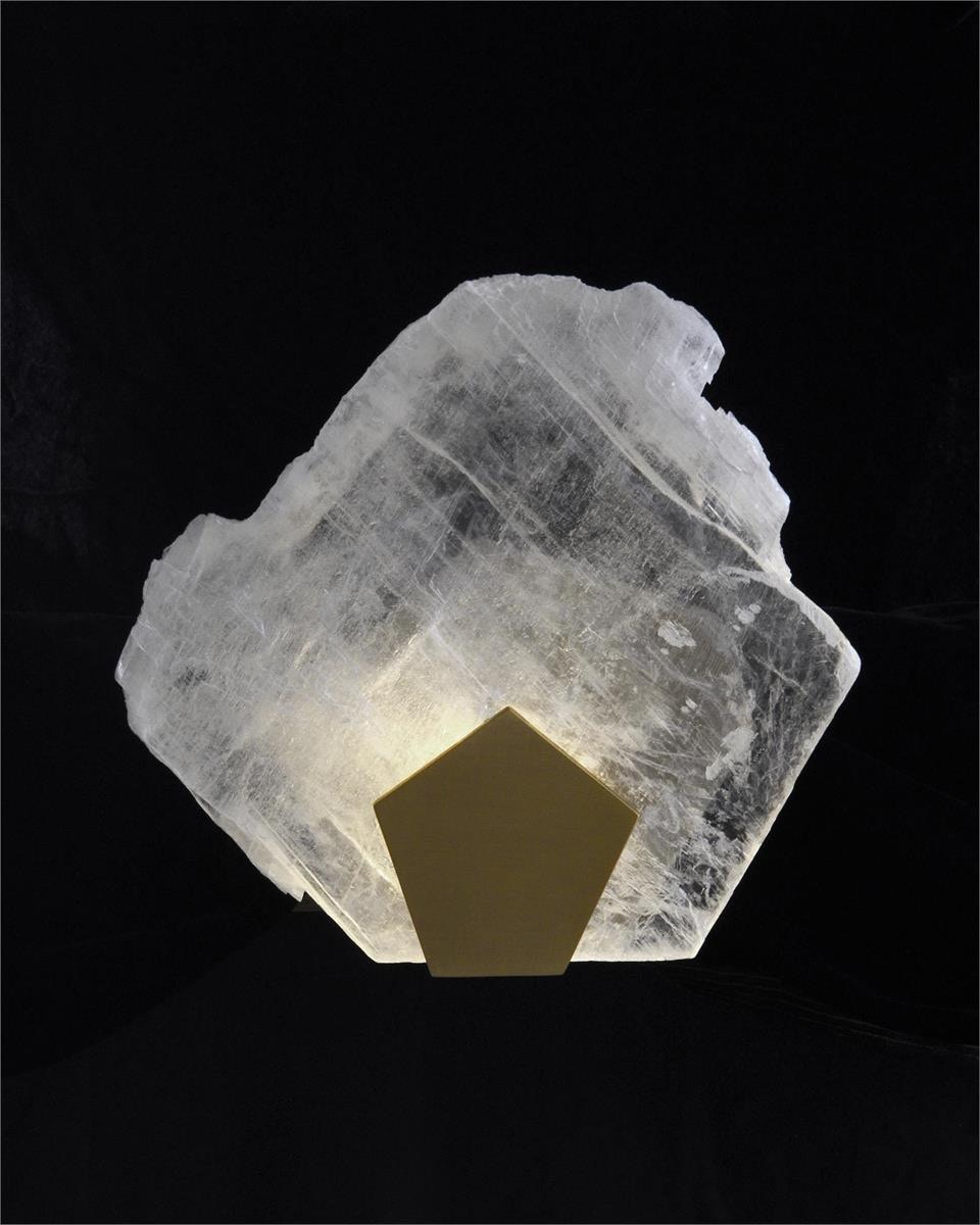 John Richard Moonlight Sonata: Selenite Pane Single-Light Wall Sconce in Antique Brass Finish AJC-9188