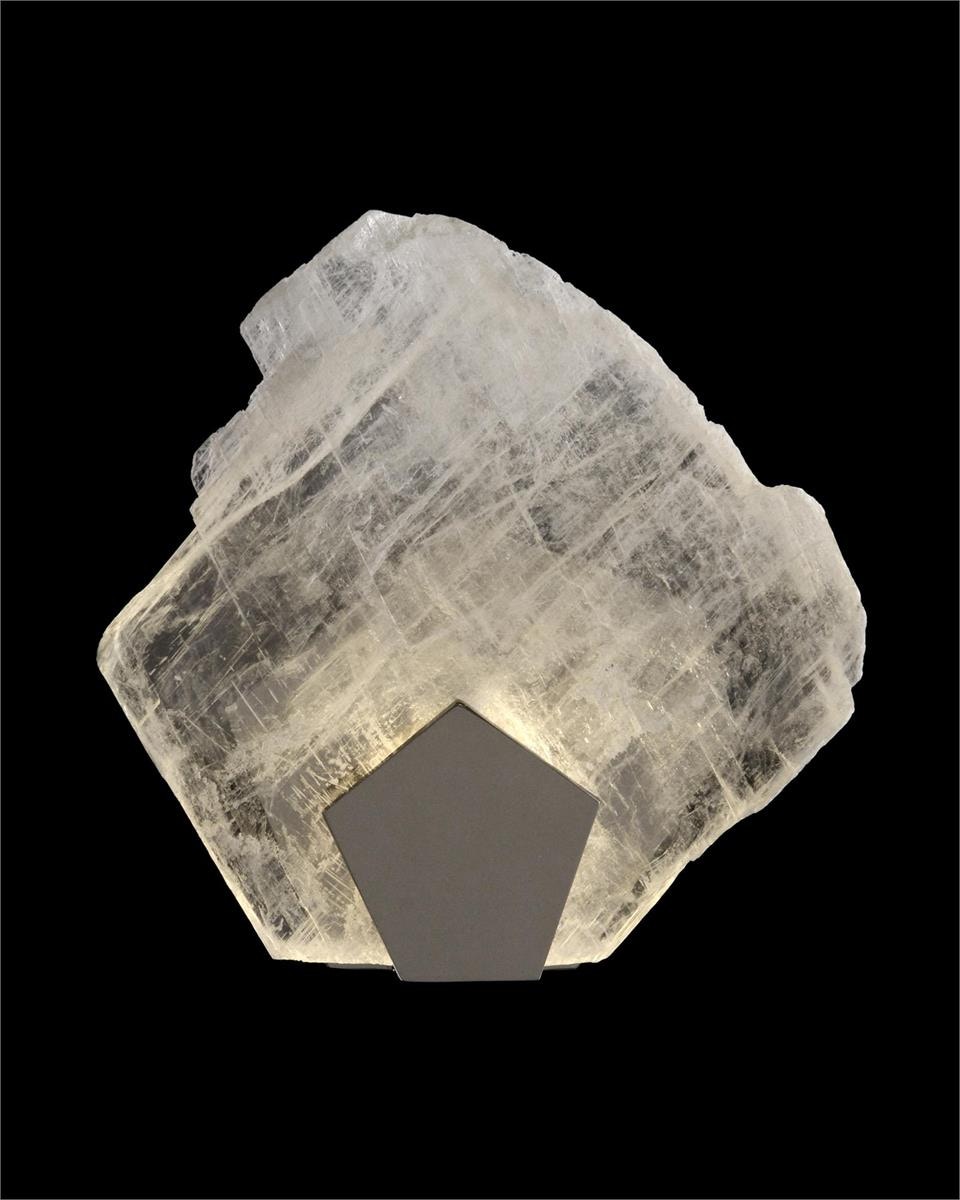 John Richard Moonlight Sonata: Selenite Pane Single-Light Wall Sconce in Polished Stainless Steel Finish AJC-9189