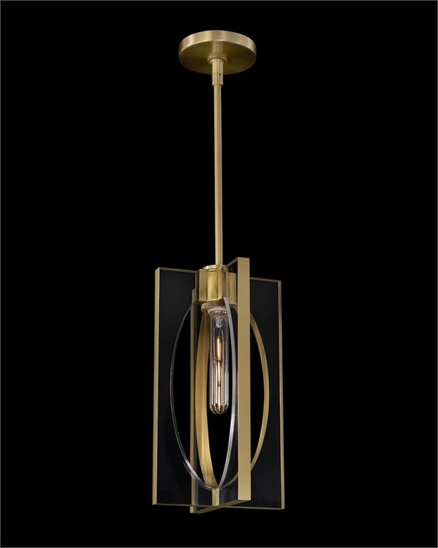 John Richard Genesis: Acrylic and Antique Brass Single Droplight AJC-9221