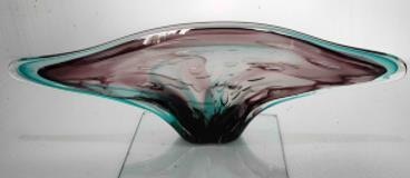 John Richard Eggplant Purple and Turquoise Handblown Glass Sculpture I JRA-14061