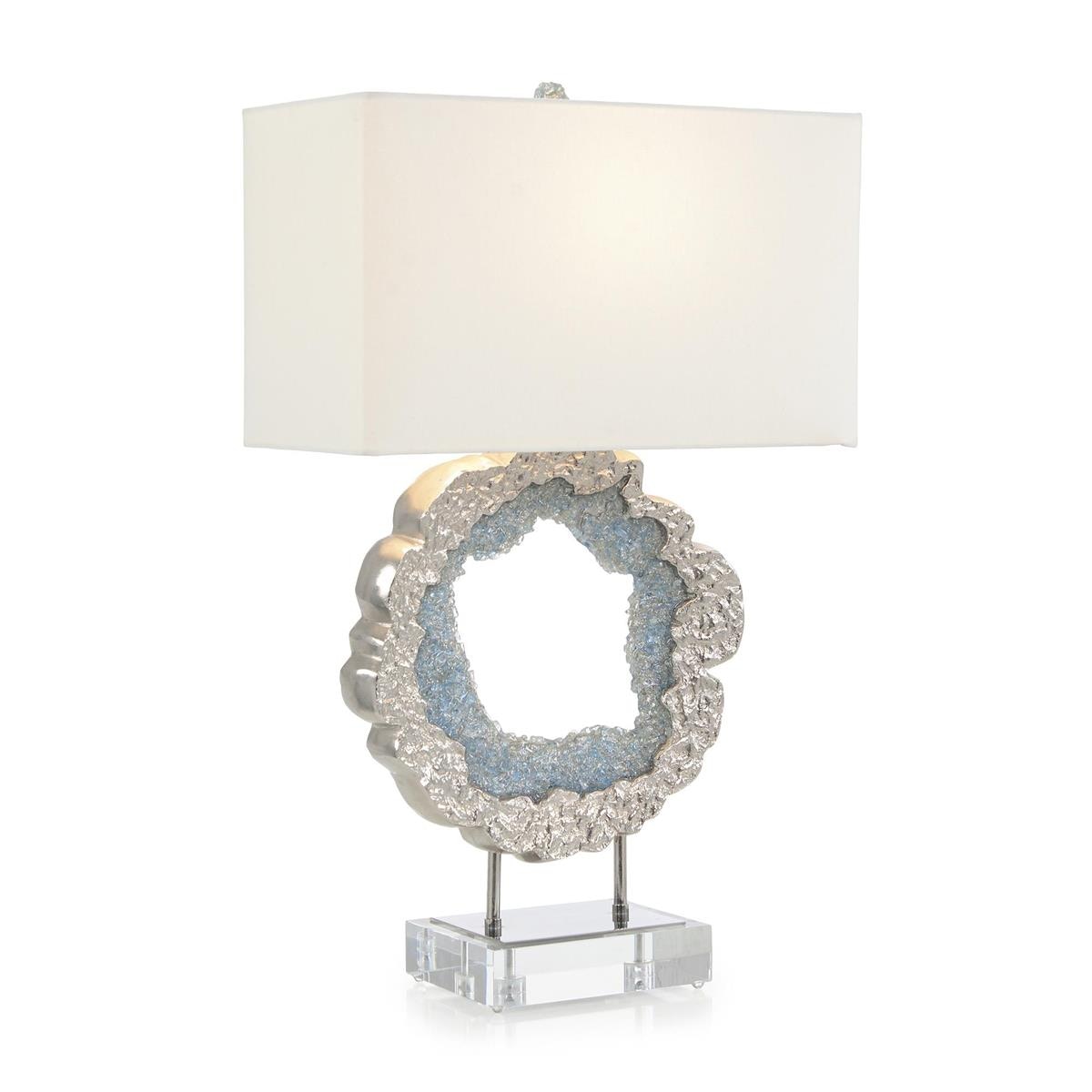 John Richard Hammered Nickel and Sea Blue Geode Table Lamp JRL-10602
