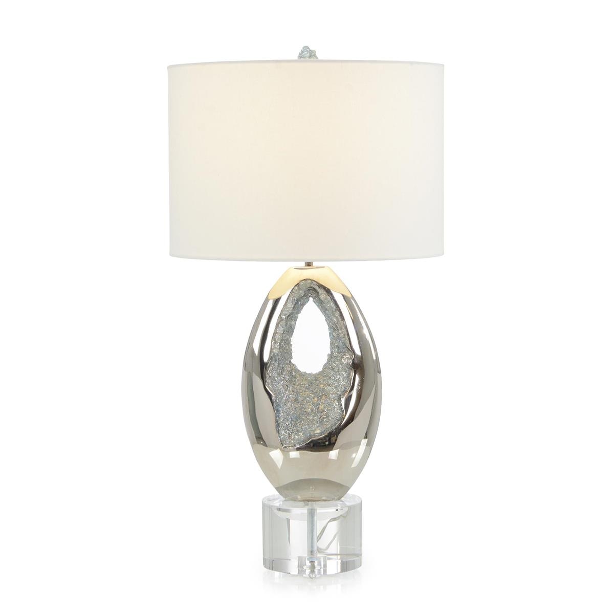 John Richard Polished Nickel and Sea Blue Geode Table Lamp JRL-10604