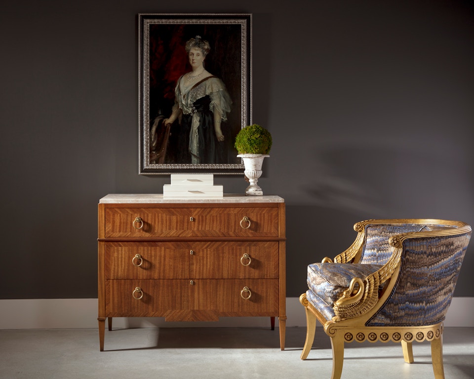 Councill Furniture 23 002 Bedroom Regiment Chest Stone Top