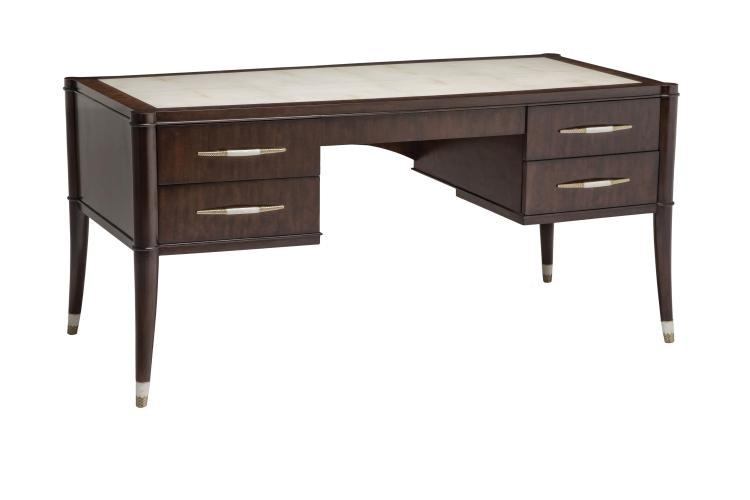 Maitland Smith 8113 53 Home Office Ebony Desk Parchment Leather Inlay