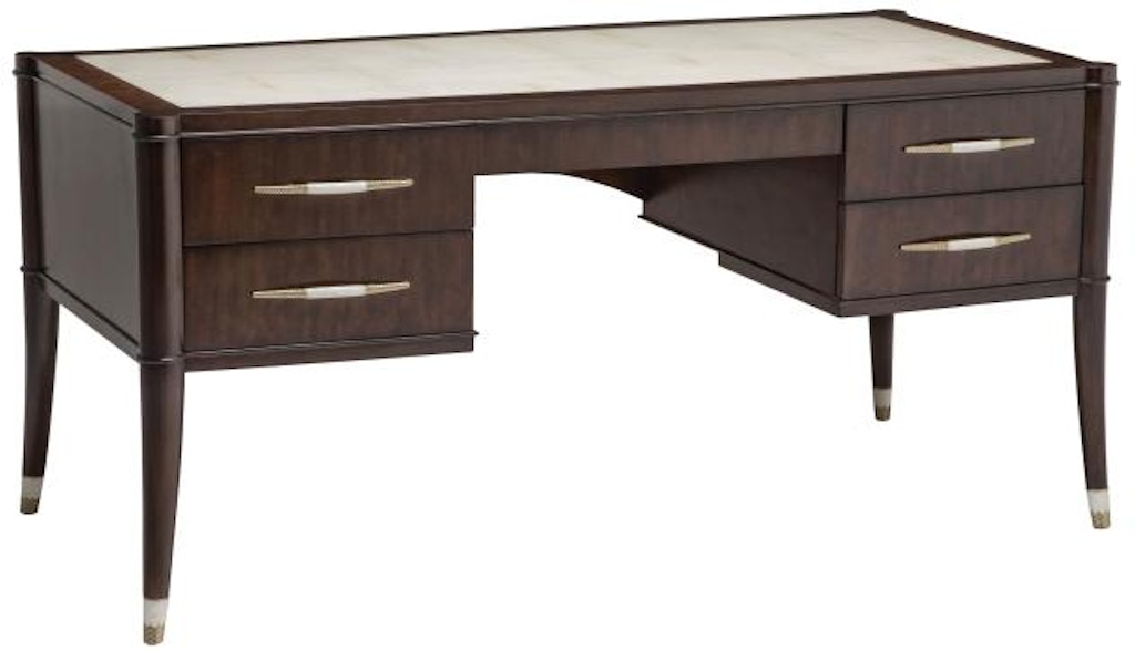 Maitland Smith 8113 53 Home Office Ebony Desk Parchment Leather Inlay