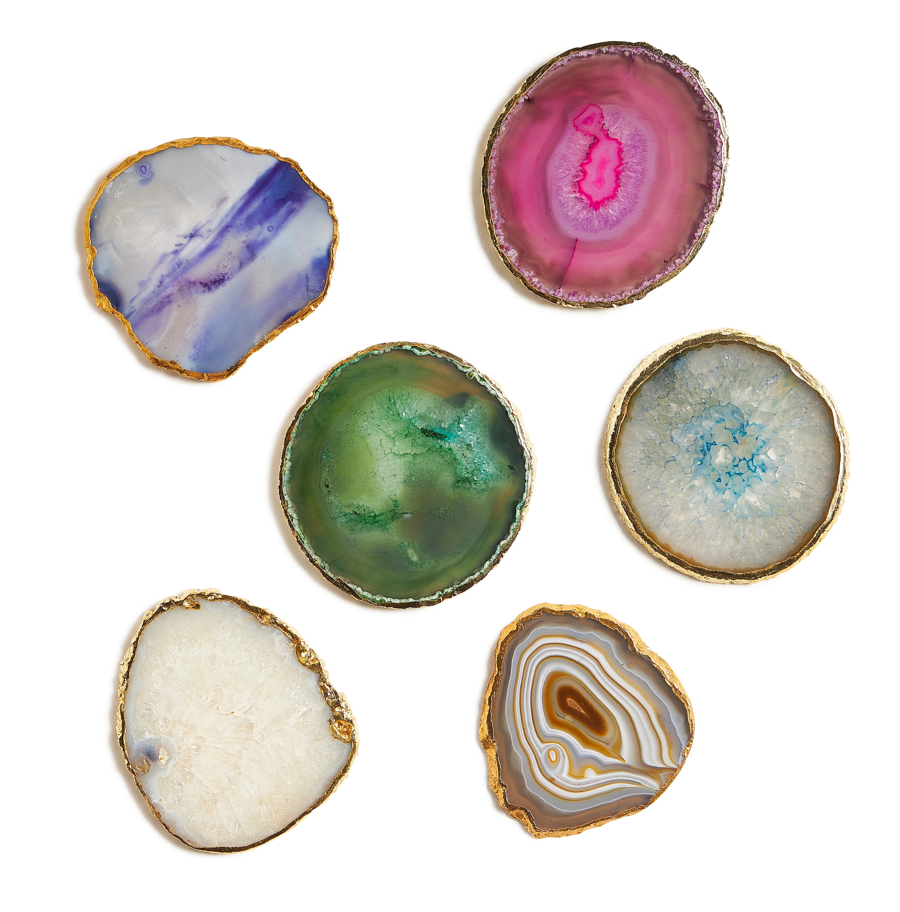 Maitland-Smith Agate Coasters With Gold Trim 8380-12