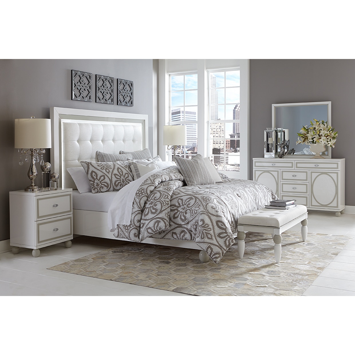 aico furniture 9025600ck-108 bedroom cal king platform bed