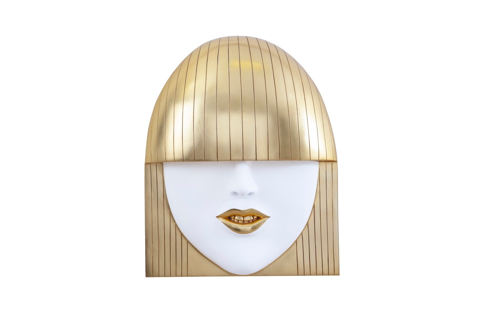 Phillips Collection Fashion Faces Wall Art, Large, Smile, White and Gold Leaf PH101928