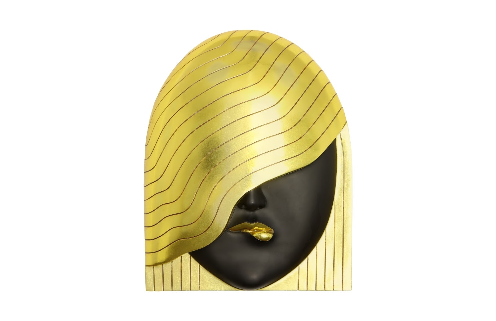 Phillips Collection Fashion Faces Wall Art, Large, Her Right Wave, Black and Gold PH112031