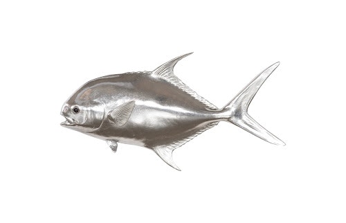 Phillips Collection Permit Fish, Flat Wall Sculpture, Resin, Silver Leaf PH118798