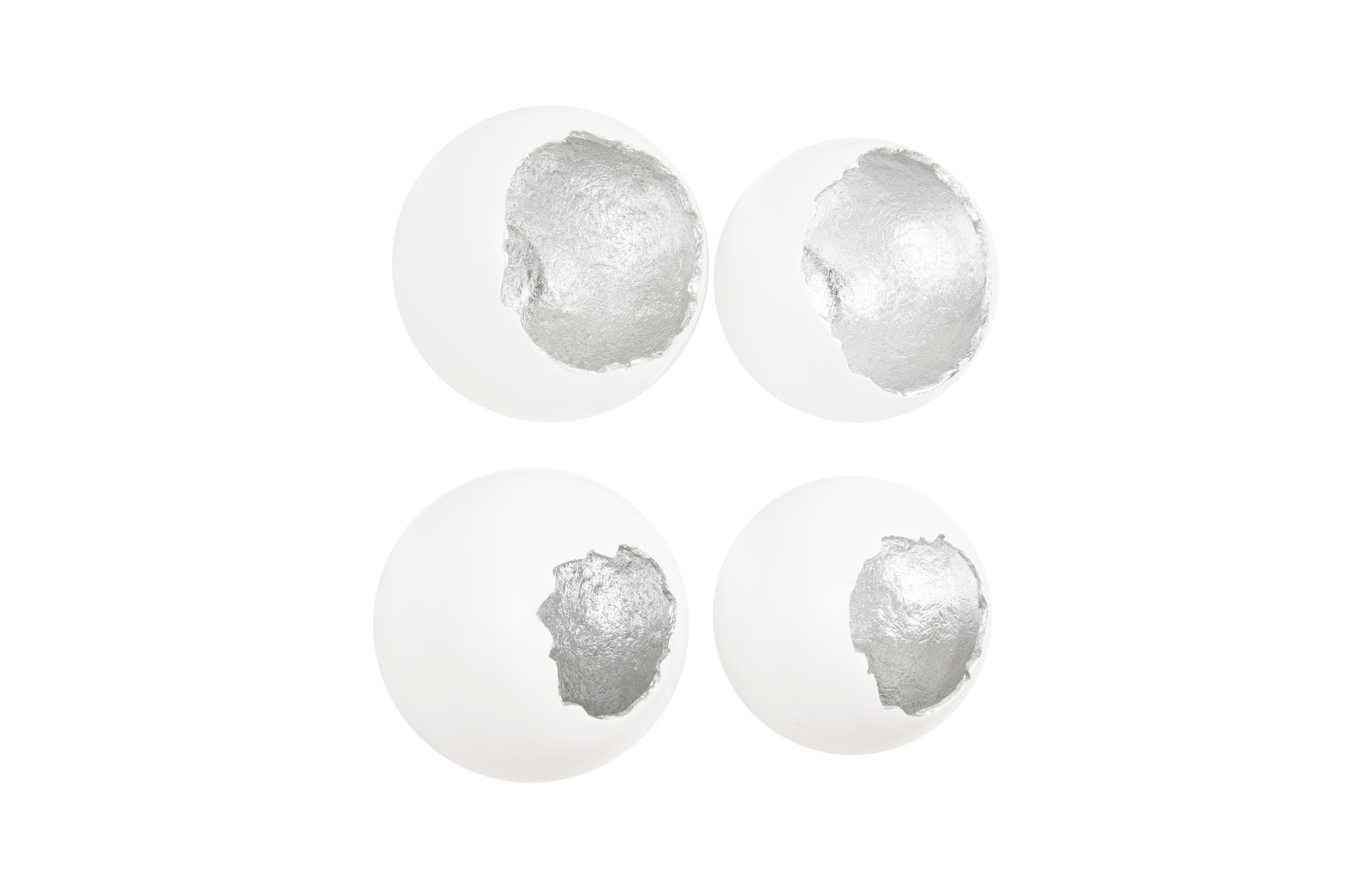 Phillips Collection Broken Egg Wall Art, White and Silver Leaf, Set of 4 PH67625