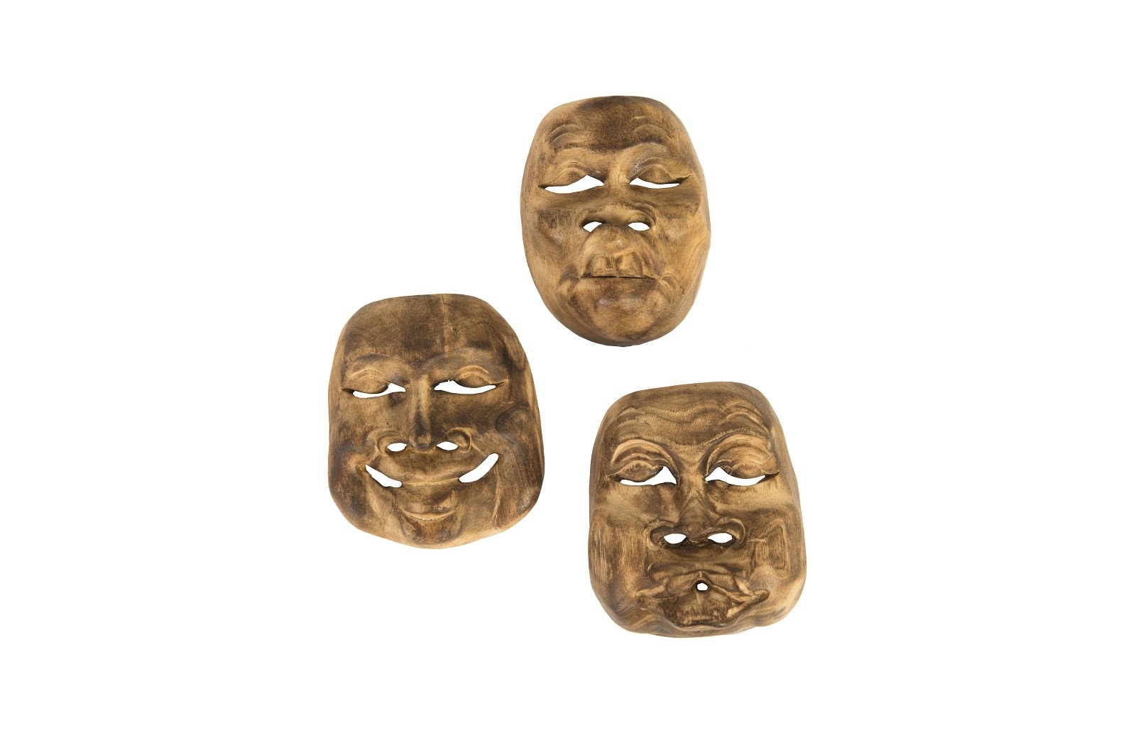 Phillips Collection Indonesian Masks, Set of 3, Teak Wood, Assorted ID103396