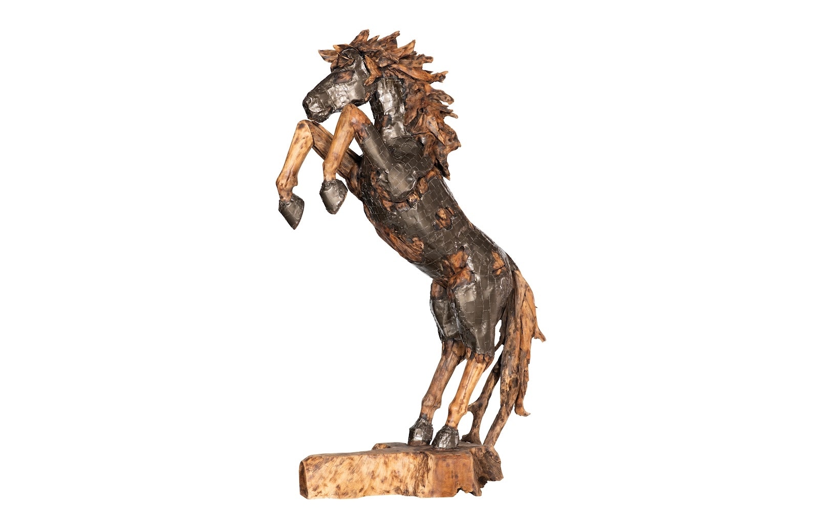 Phillips Collection Mustang Horse Armored Sculpture, Rearing, Natural Bronze Finish ID116542