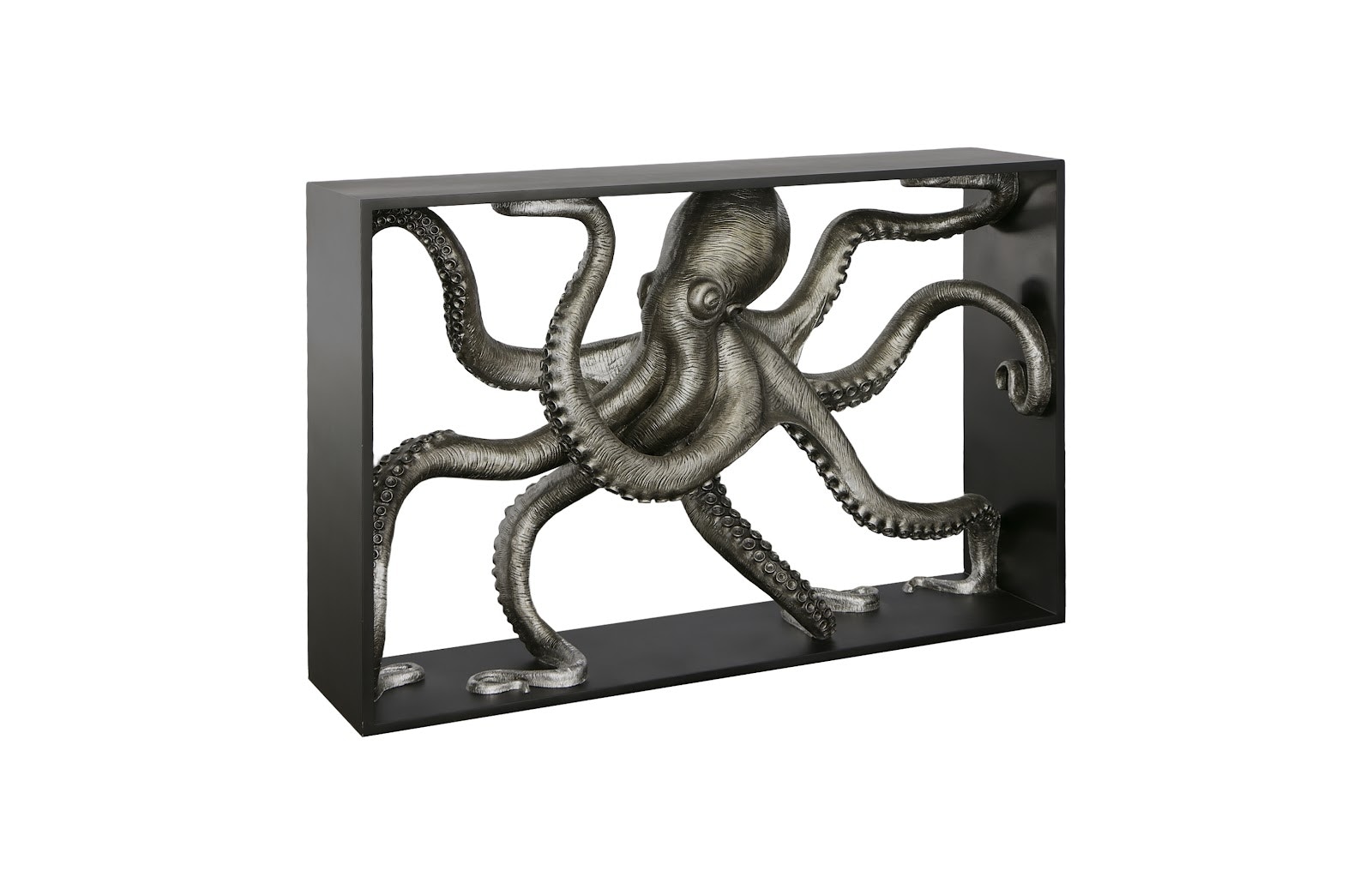 Phillips Collection Octo Framed Console Table, Wood Frame, Silver Leaf PH112033