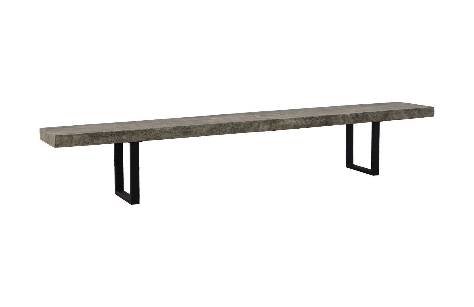 Phillips Collection Origins Straight Edge Bench, Gray Stone, Satin Black Legs TH108709