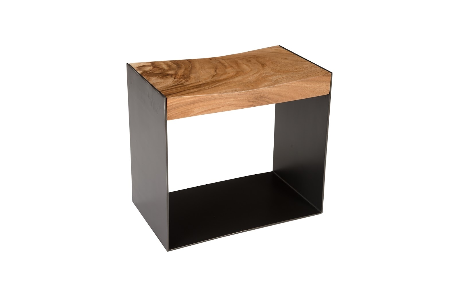 Phillips Collection Iron Frame Stool, Chamcha Wood, Natural TH81408