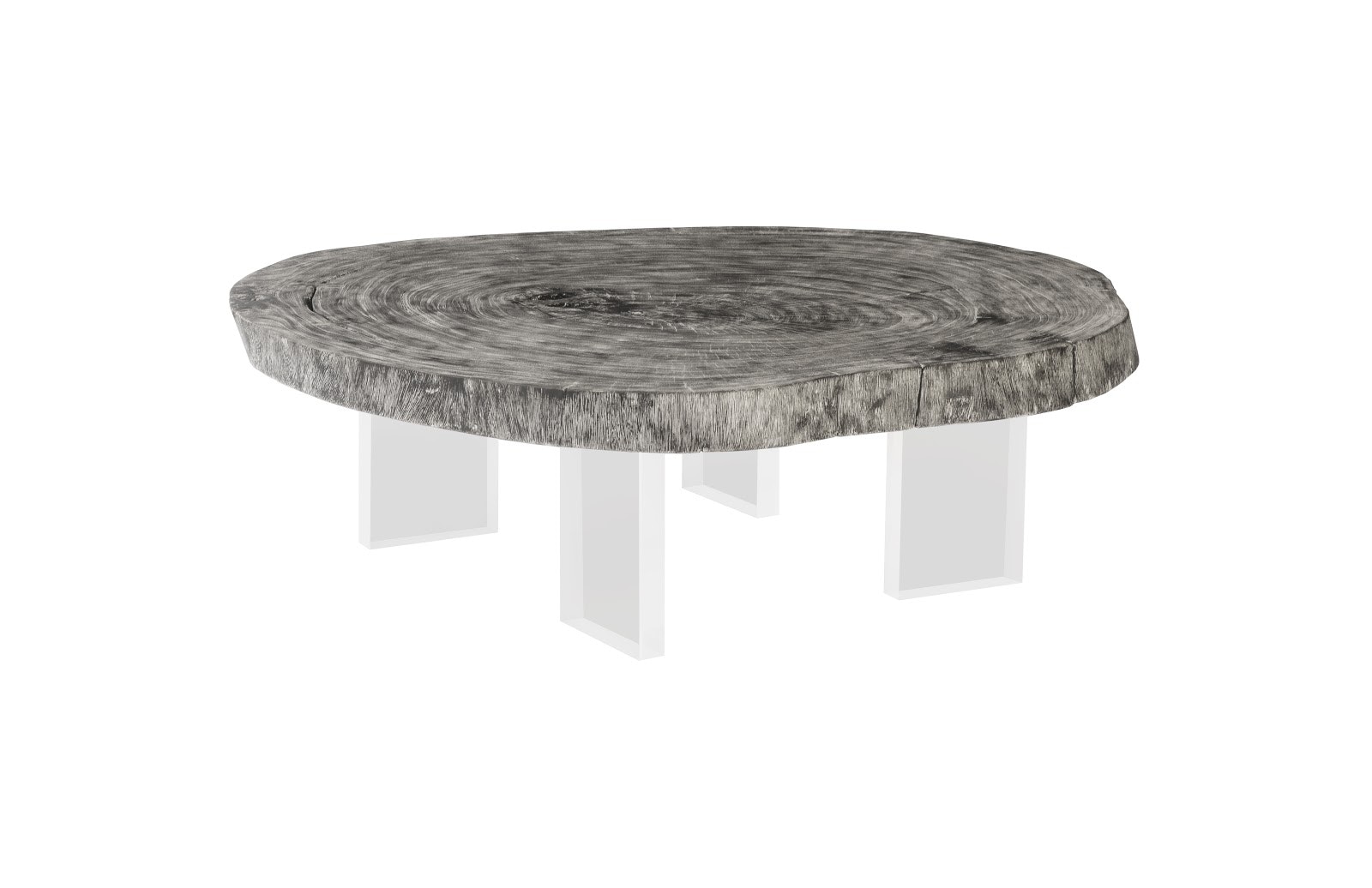 Phillips Collection Floating Coffee Table on Acrylic Legs, Gray Stone, Size Varies TH97528