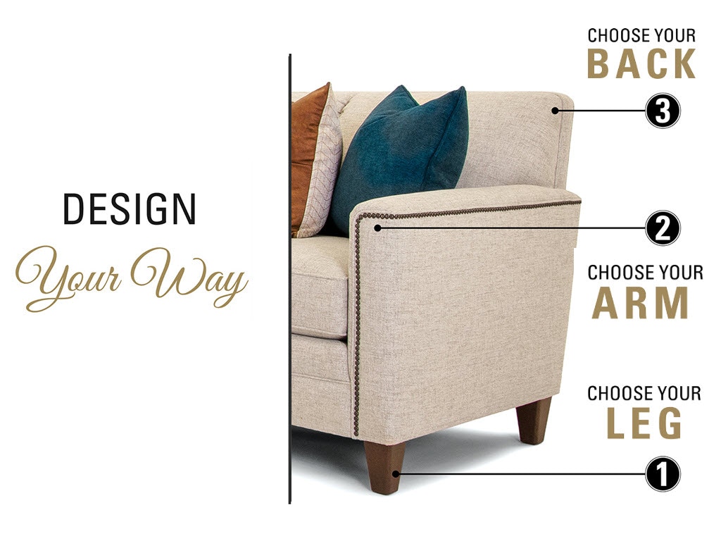 Smith Brothers 3121-Sectional with Chaise Living Room 3000 Series