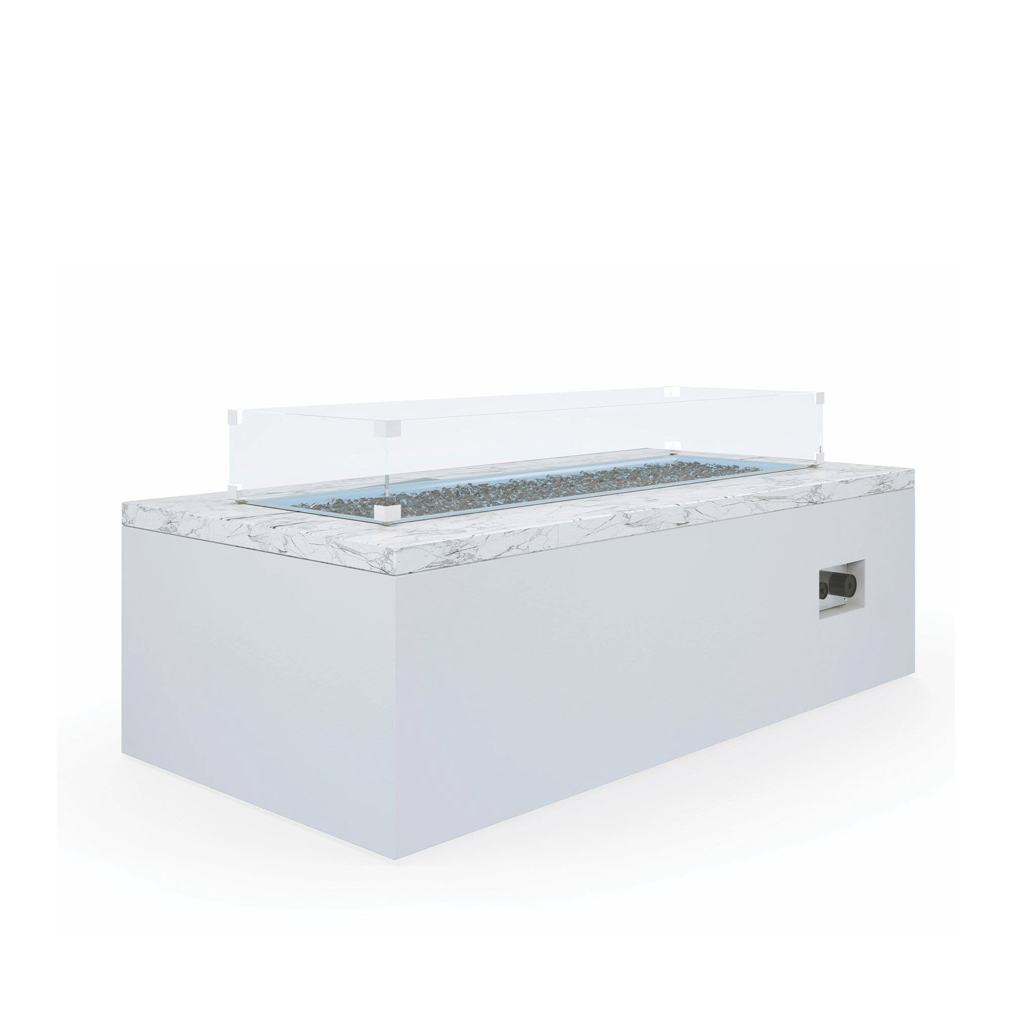 Sunset West Furniture White Carrara Marble Rectangular Fire Table 6706-FT6