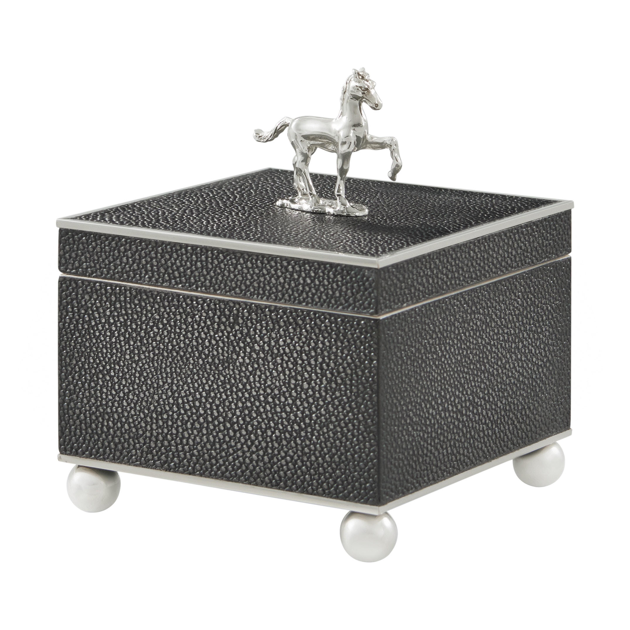 Theodore Alexander Furniture Gate Decorative Box in Shagreen with Nickel Plated Brass Accents TA11027