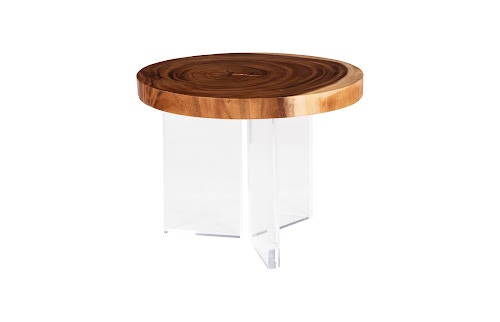 Phillips Collection Floating Round Coffee Table With Acrylic Legs, Natural TH119070